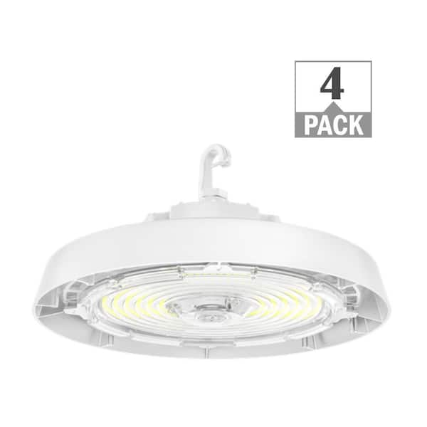 ETI LIGHTING 4-Pack 11 in. 400-Watt Equivalent LED White High Bay Light 22500LM 100W 120W 150W 3000K 4000K 5000K 120-277V Dimmable