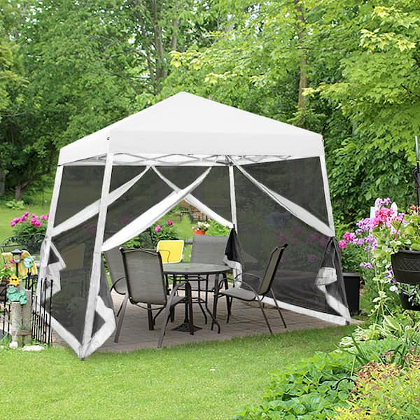 EAGLE PEAK 10 ft. x 10 ft. Slant Leg Pop Up Gazebo Tent with Mosquito Netting