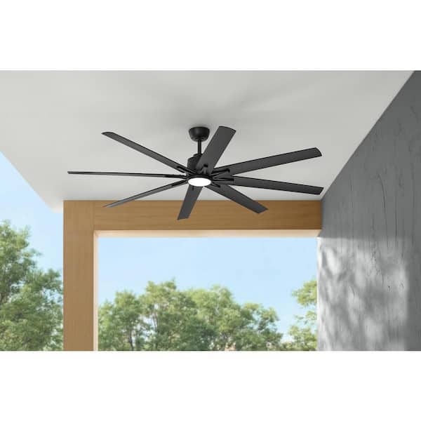 Kensgrove II 72 in. Smart Indoor/Outdoor Matte Black Ceiling Fan with Remote Included Powered by Hubspace
