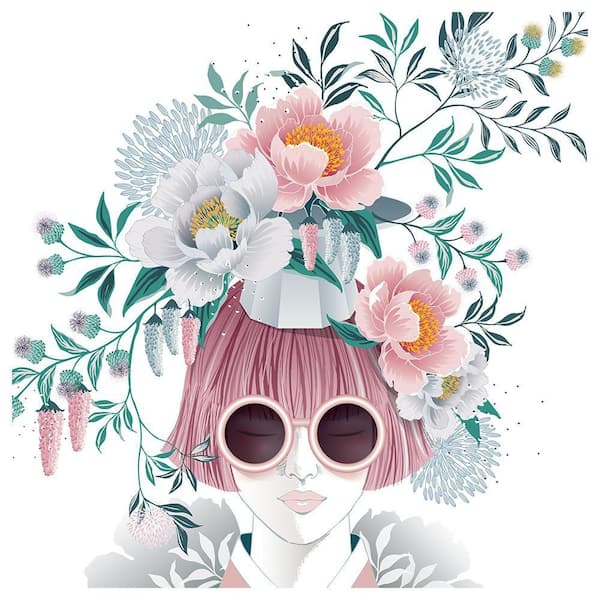 VENICE BEACH Collections Beauty from Within Flowerhead by Unknown 1 Piece Unframed Canvas Drawing Print 14 in. x 14 in.