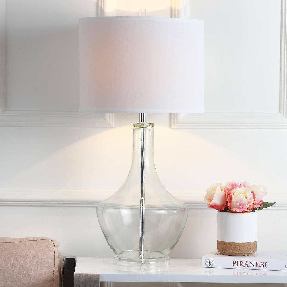 Safavieh 34.5 Inch Clear Glass Table Lamp with White Shade