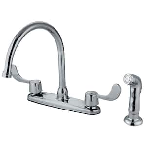 Vista 2-Handle Deck Mount Centerset Kitchen Faucets with Side Sprayer in Polished Chrome
