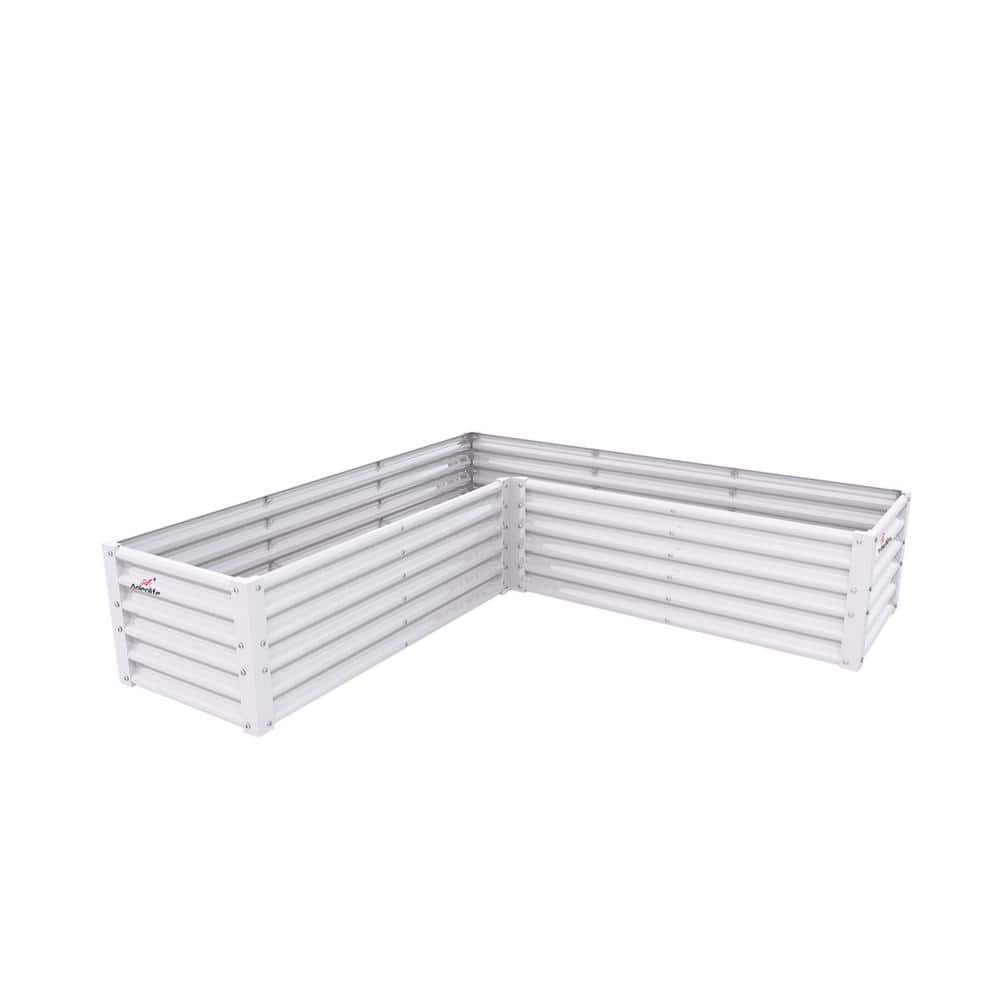 74 x 74 x 18 in. L-Shaped Metal Galvanized Raised Planter Boxes for Plantin