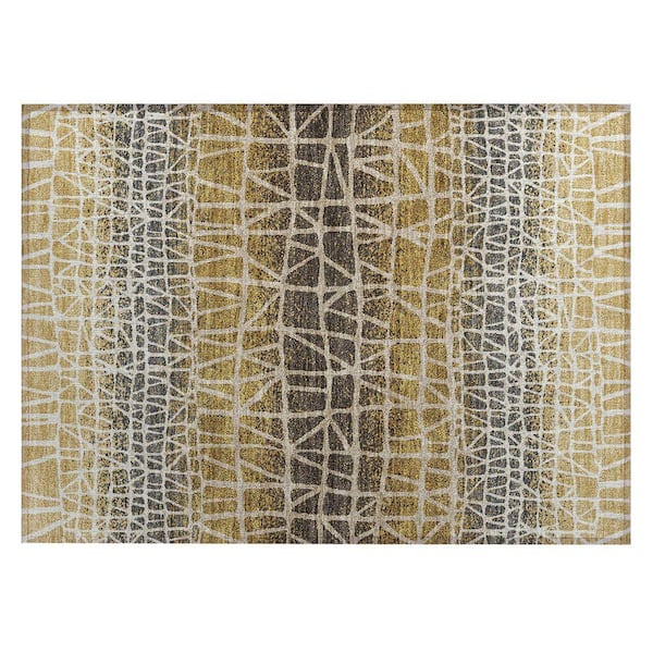 Chantille Machine Washable Indoor/Outdoor Abstract ACN2404 Gold 2 ft. x 3 ft. Accent Rug