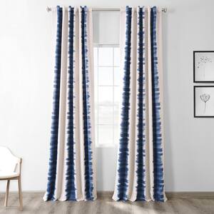 Semi-Opaque Flambe Blue Blackout Curtain - 50 in. W x 108 in. L (Panel)