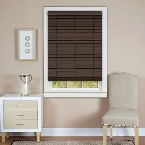 ACHIM Mahogany Cordless 2 in. Faux Wood Madera Falsa Plantation Blind - 23 in. W x 64 in. L (Actual Size 22.5 in. W 64 in. L )