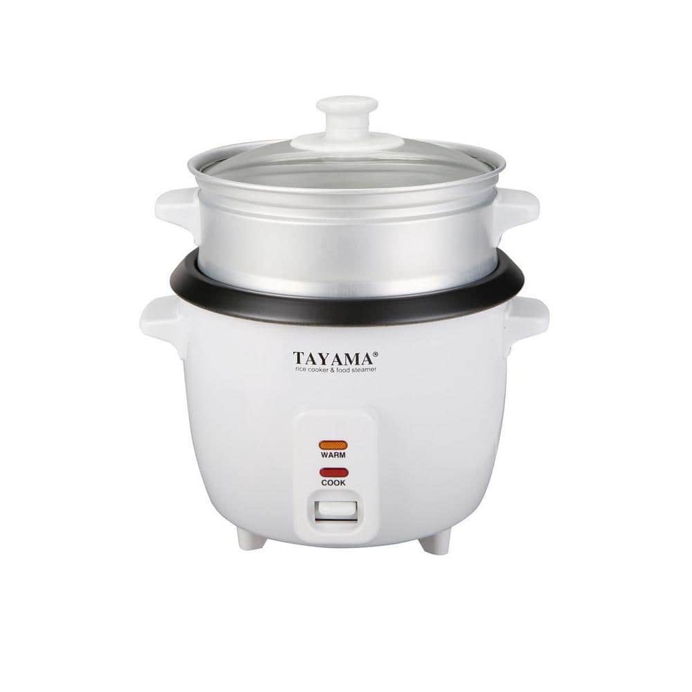 Tayama 6-Cup White Rice Cooker with Steam Tray and Glass Lid RC-3R - The  Home Depot