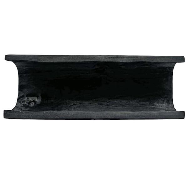 Black Wall-Mounted Wood Plant Shelf Planter