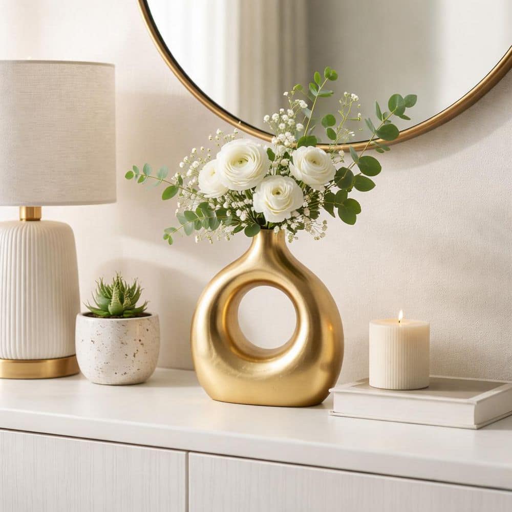 Sagebrook Home 10 in. Metal Open Cut Vase Gold