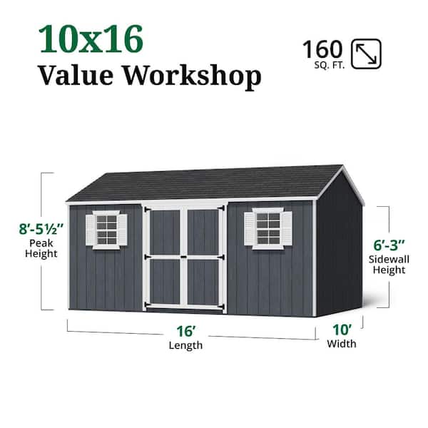 Little Cottage Co. Value Workshop 10 ft. x 16 ft. Outdoor Wood