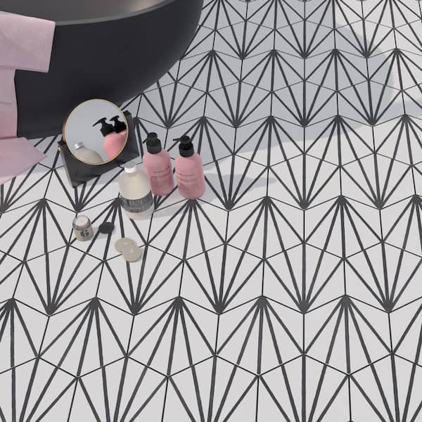 Horizon Dawn Hex Nero 7-3/4 in. x 9 in. Ceramic Floor and Wall Tile (8.88 sq. ft./Case)