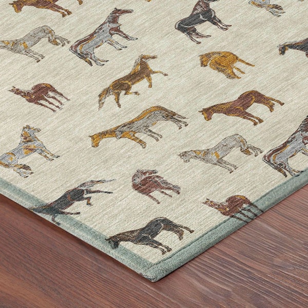 Chantille Machine Washable Indoor/Outdoor Abstract ACN2521 Beige 8 ft. x 10 ft. Area Rug