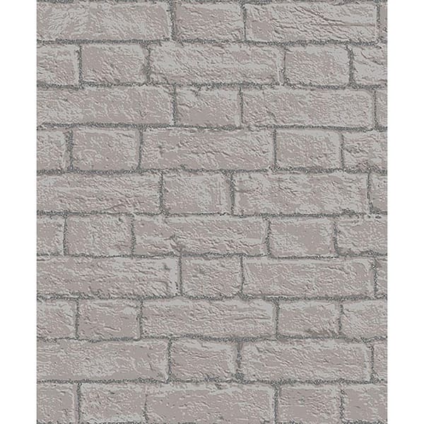 Coloroll Gordan Grey Painted Metallic Brick Wallpaper