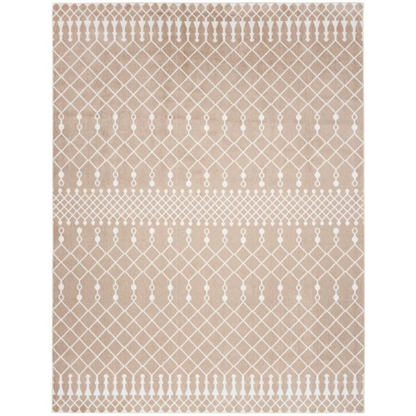 Nourison Astra Machine Washable Taupe 9 ft. x 12 ft. Moroccan Transitional Area Rug