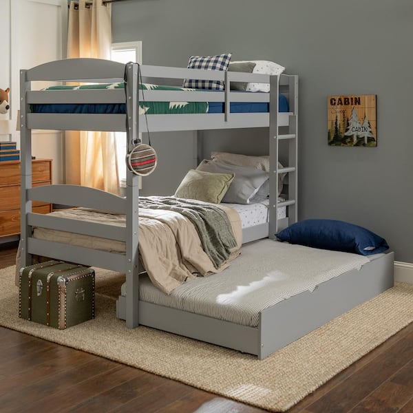 Welwick Designs Solid Wood Twin Over, Full Twin Bunk Bed With Trundle