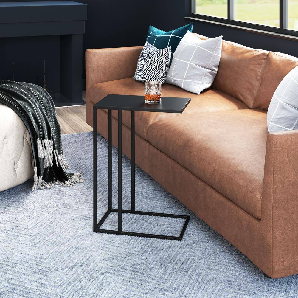 Black Powder-Coated Metal Rectangular Side Table