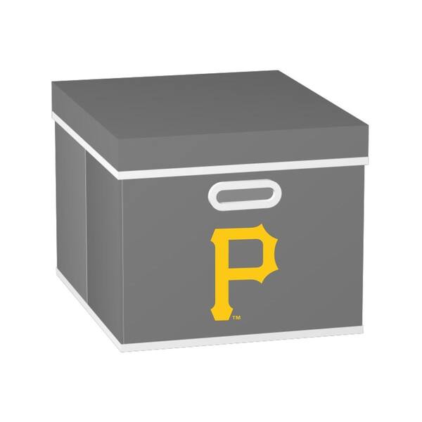 MyOwnersBox MLB Stackits Pittsburgh Pirates 12 in. x 10 in. x 15 in. Stackable Grey Fabric Storage Cube