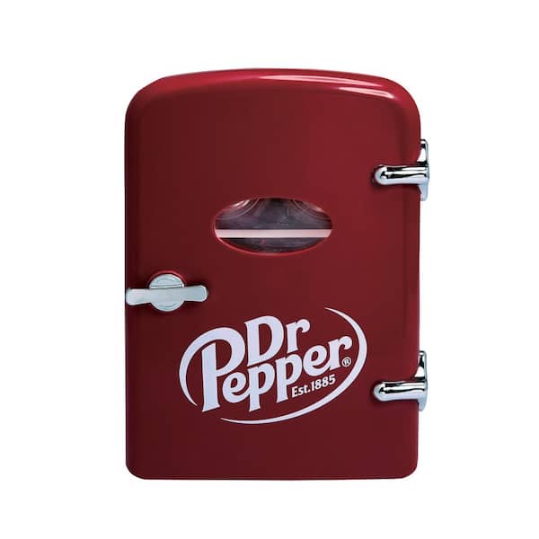 Unbranded 6.85 in. 0.15 cu. ft., 6 Can Retro, Mini Refrigerator in Red, Dr Pepper Themed without Freezer