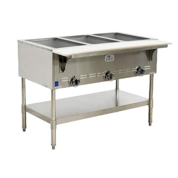 Cooler Depot Commercial 44 in. Stainless Steel Buffet Server with 3-Serving Sections NSF