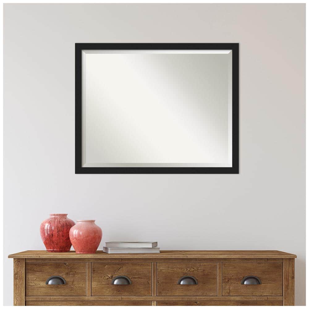 Grace Brushed Black Rectangular Beveled Wall Mirror 30 x 24 Inch