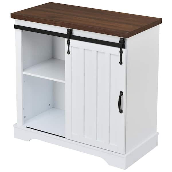 Unbranded 31.9 in. H x 31.5 in. W x 15.7 in. D Bathroom MDF board Storage Floor Cabinet in White and Brown