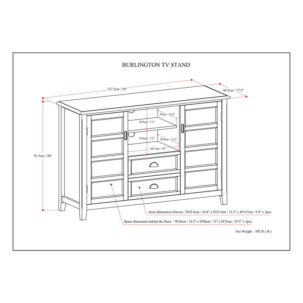 Mahogany Brown 60" Solid Wood TV Stand with Cabinets