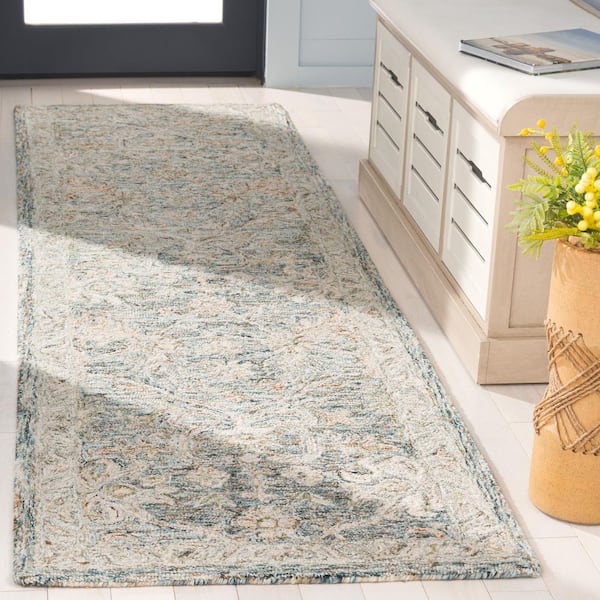 Metro 2 ft. x 6 ft. Teal/Green Persian Runner Rug