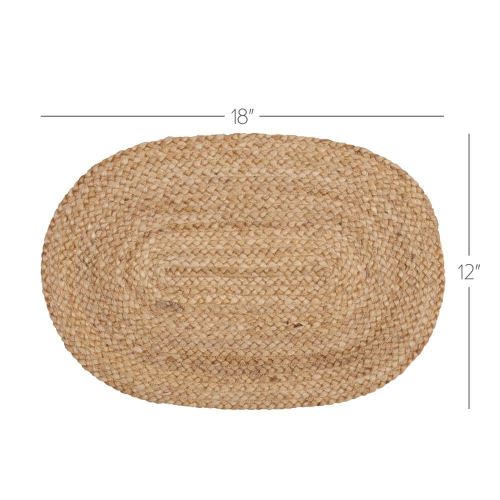 Natural Jute Oval Placemats Set of 6, 12x18 inches