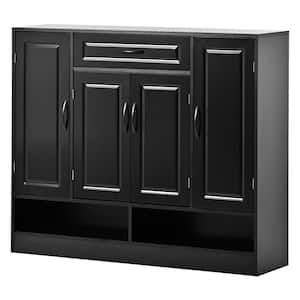 47.20 in. W x 11.80 in. D x 39.40 in. H Black Linen Cabinet Shoe Cabinet with Adjustable Shelves, Sturdy Top Surface