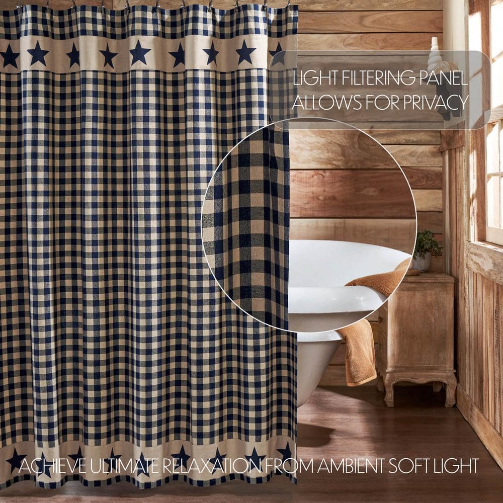 Navy and Khaki Cotton Americana Shower Curtain 72x72