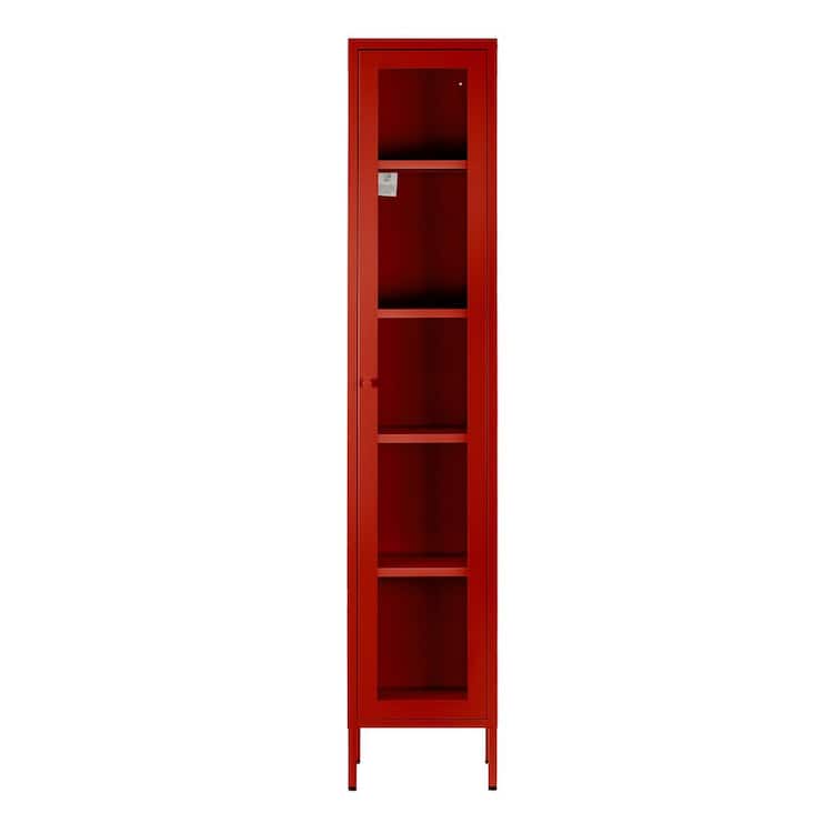 Glamour Home Avis Red 71"in. " Office Storage Cabinet with 4 Shelves