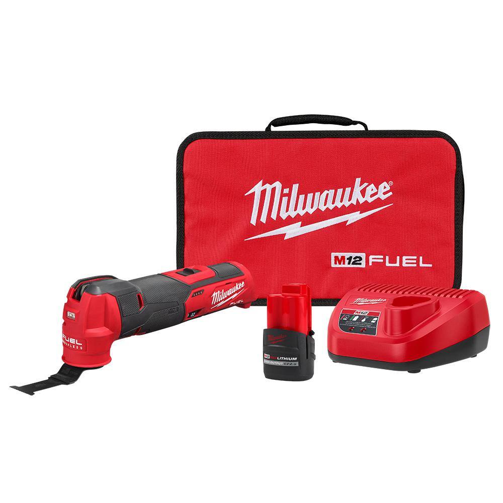 Milwaukee M12 FUEL 12V Lithium-Ion Cordless Oscillating Multi-Tool Kit w/High  Output 2.5 Ah Battery, Charger, Accessories  Bag 2526-21HO The Home Depot