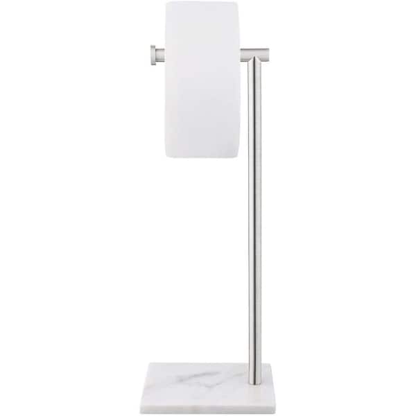 ACEHOOM Freestanding Toilet Paper Holder With Natural Marble Base in Brushed Finish