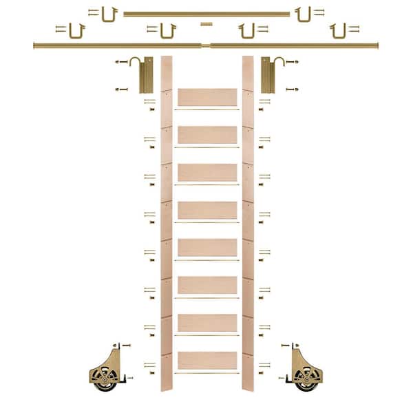 【Dead Poets】No.003 LADDER MEADOW LANE 107 in. Un-Finished Maple Library Ladder (119 in