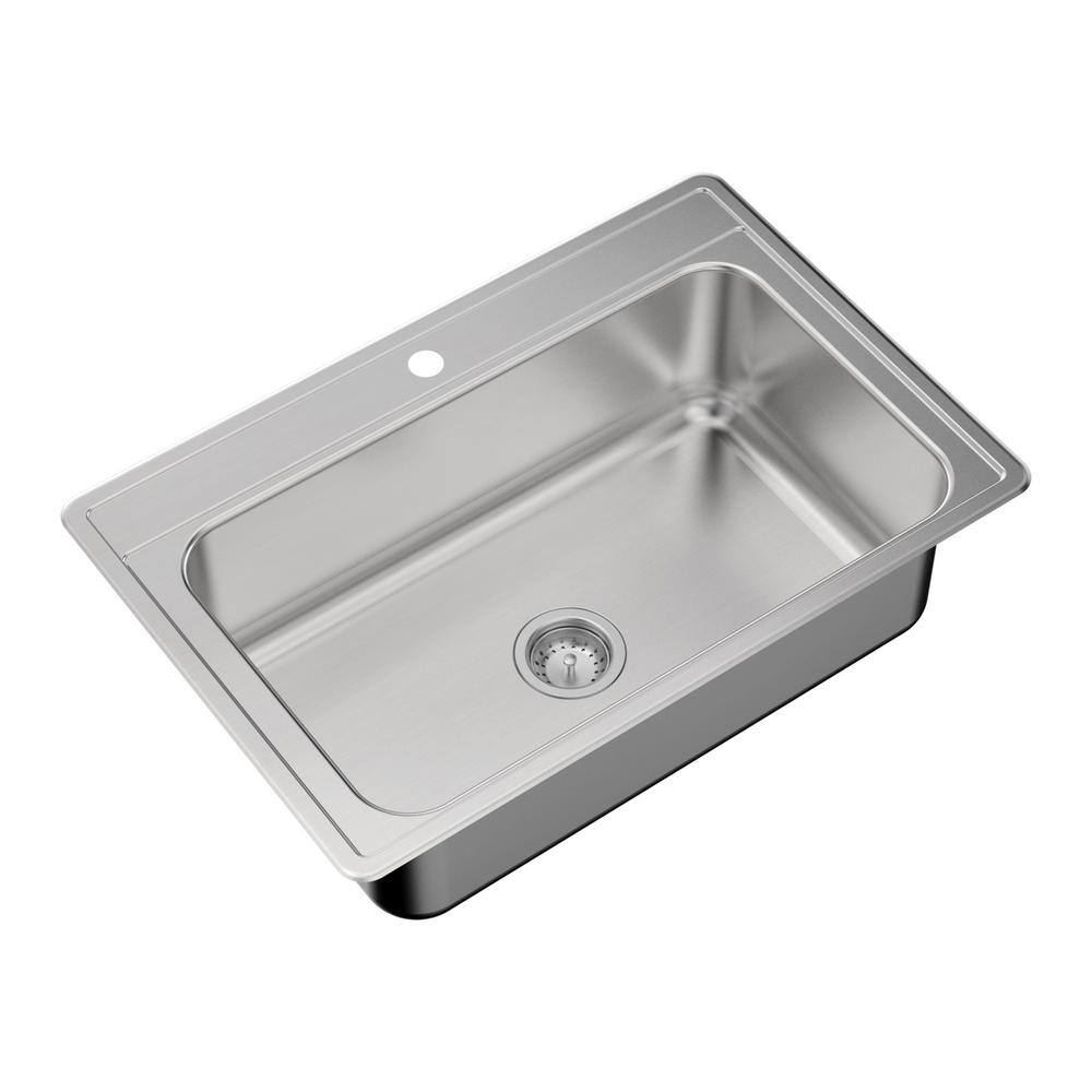 33x22 Brushed Stainless Steel Single Bowl Kitchen Sink