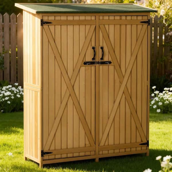 55 in. W x 20 in. D x 64 in. H Fir Wood Outdoor Storage Cabinet