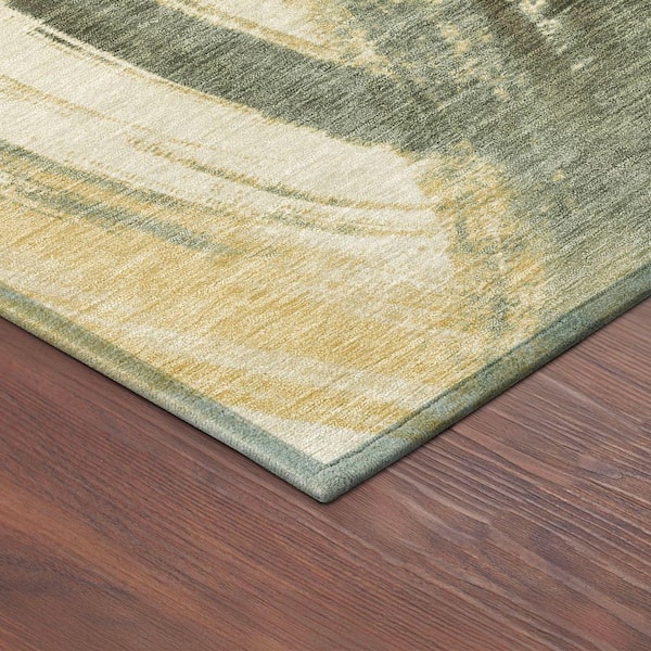 Chantille Machine Washable Indoor/Outdoor Abstract ACN2421 Olive 2 ft. x 3 ft. Accent Rug