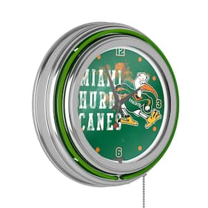 University of Miami Green Sebastian Smoke Lighted Analog Neon Clock