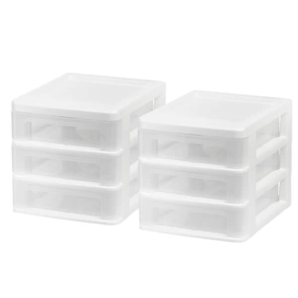 IRIS Compact 3-Drawer Desktop Organizer in White (2-Pack)