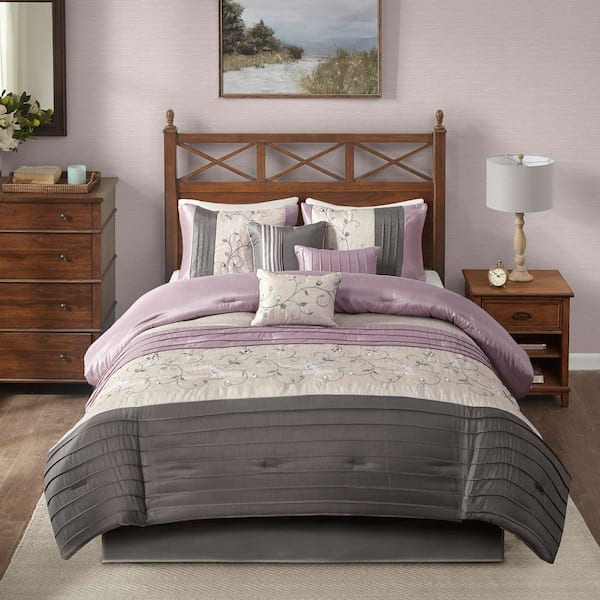 Madison Park Belle 7-Piece Purple Polyester Queen Comforter Set
