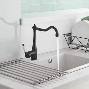 Traditional Single-Handle Standard Kitchen Faucet in Matte Black