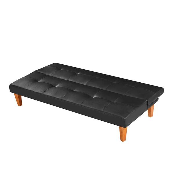 Futon Sofa Bed Sleeper Faux Leather Tufted Brown Convertible Furniture Steel leg 