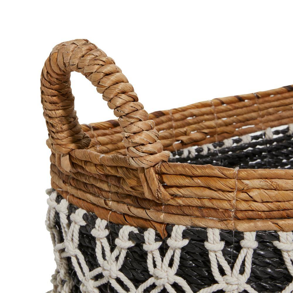 Bohemian Black Cotton Rectangular Storage Basket Trio 23"
