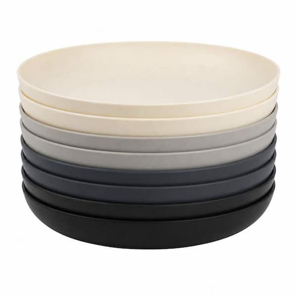 GreyStone 9 in. Deep Dinner Plates Set of 8 Alternative Plastic Plates Microwave Dishwasher Safe Wheat Straw Plates