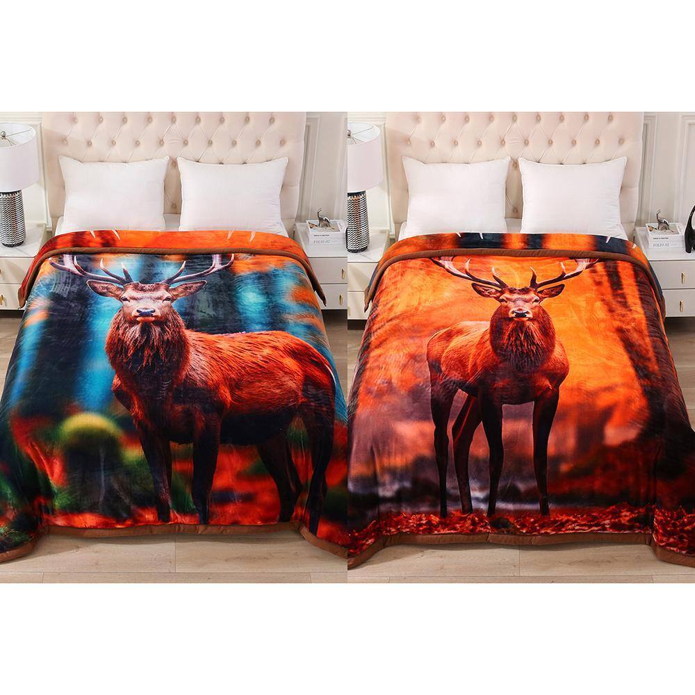 JML Deer 3-Ply Reversible Polyester Fleece Blanket for Winter 85