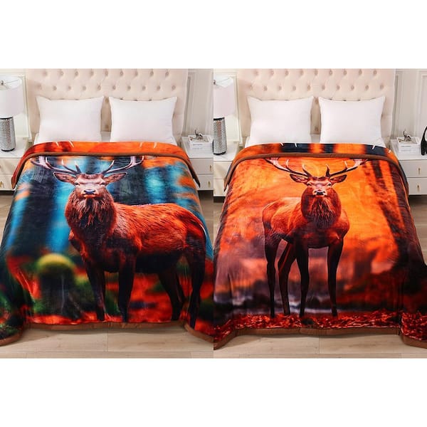 JML Grey 85 in. x 95 in. Polyester Warm Thick Raschel Mink Blanket