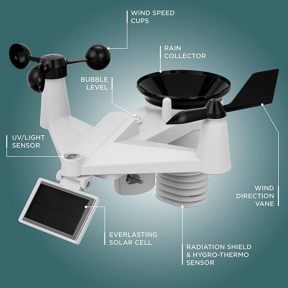 Logia 7-in-1 Wireless Weather Station with Solar Panel and Large Display