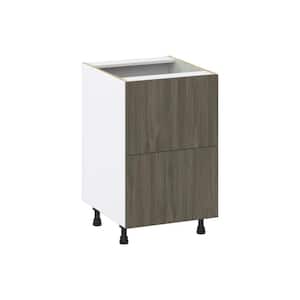 Medora Textured 21 in. W x 34.5 in. H x 24 in. D in Slab Walnut Shaker Assembled Base Kitchen Cabinet with 2 Drawers