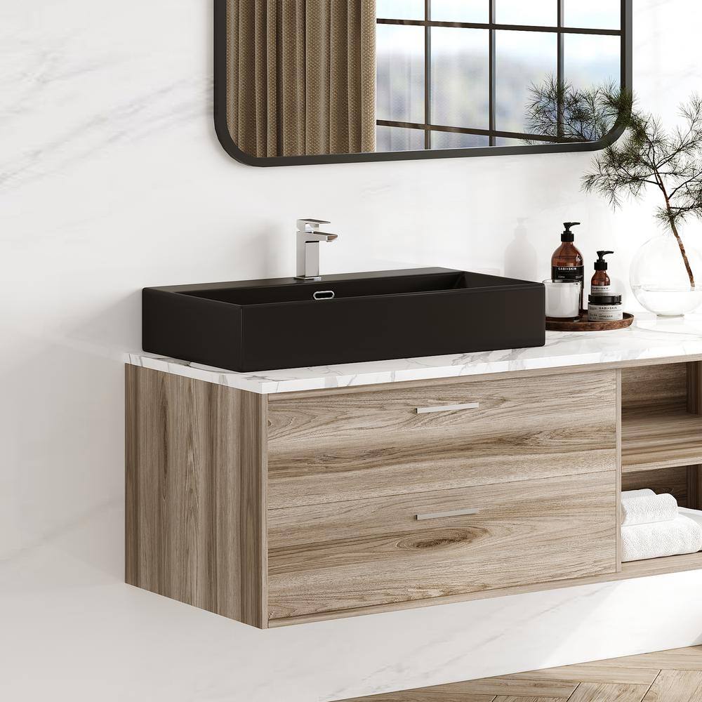 Turner 30" Matte Black Ceramic Wall-Mount Bathroom Sink