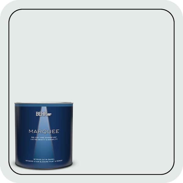 BEHR MARQUEE 1 qt. #PWN-27 Blue Opal Satin Enamel Interior Paint & Primer
